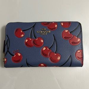 Coach cherry zip around wallet